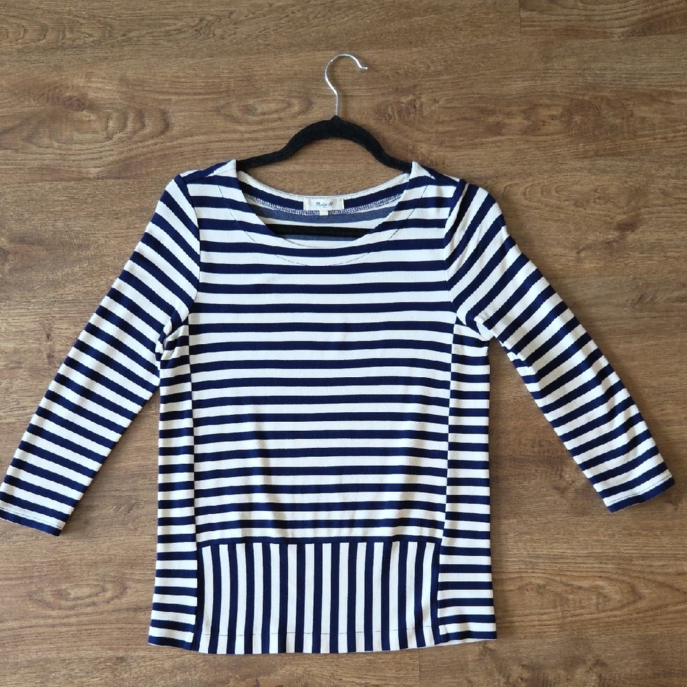 Madewell Navy and White Striped Tee